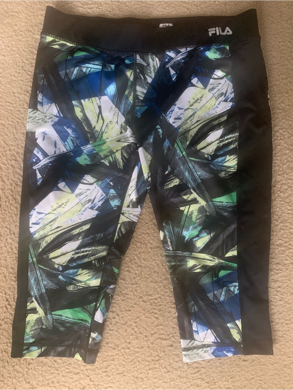 Fila Black Athletic Leggings with White Logo